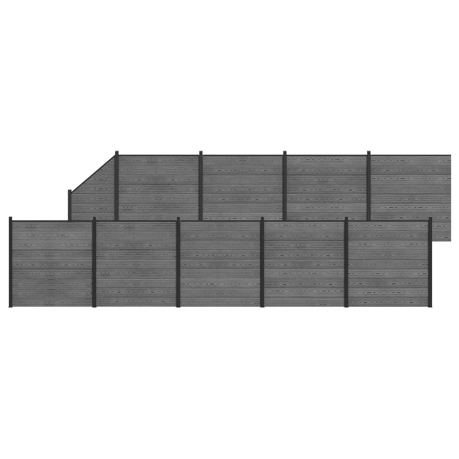 Zaunelement WPC 180x186 cm Schwarz