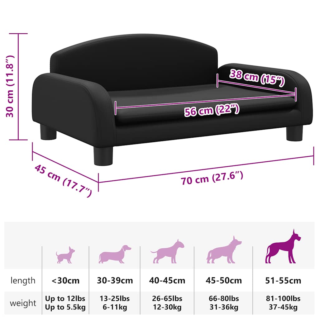 Hundebett Dunkelgrau 70x45x30 cm Stoff