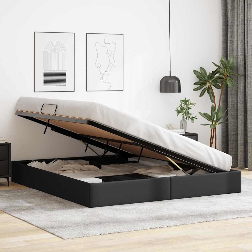 Aufbewahrungsbett mit Matratze Reinweiß 183 x 213 cm Kunstleder