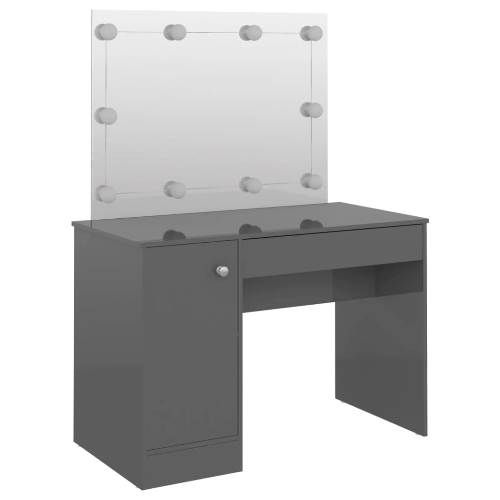 Schminktisch mit LED-Beleuchtung 110x55x145 cm MDF Grau