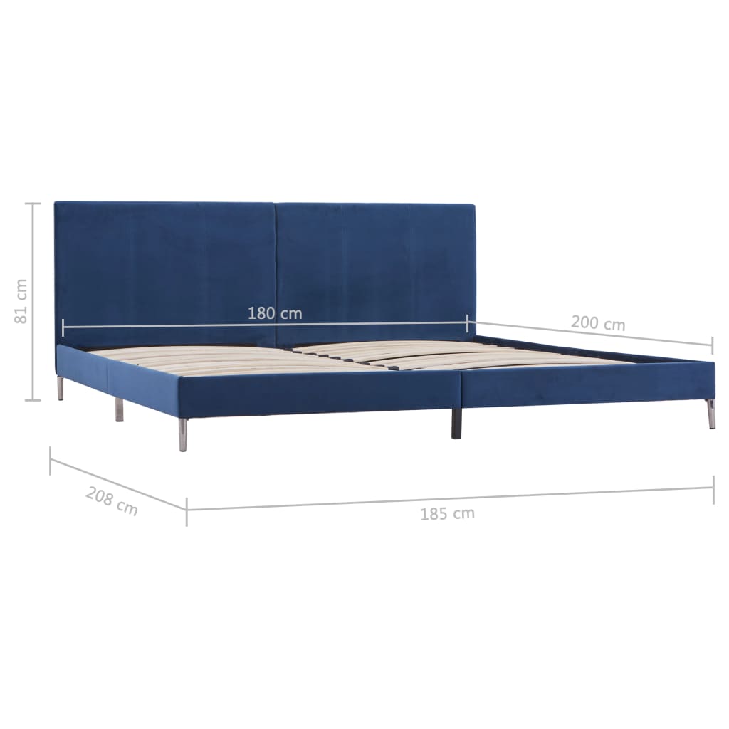 Bettgestell Blau Stoff 160 x 200 cm