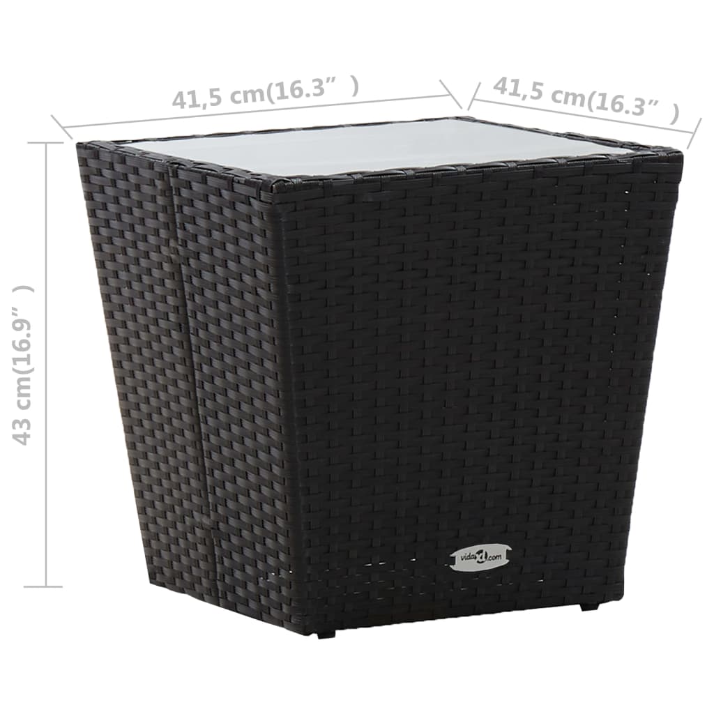 Beistelltisch Beige 41,5x41,5x44 cm Poly Rattan und Hartglas