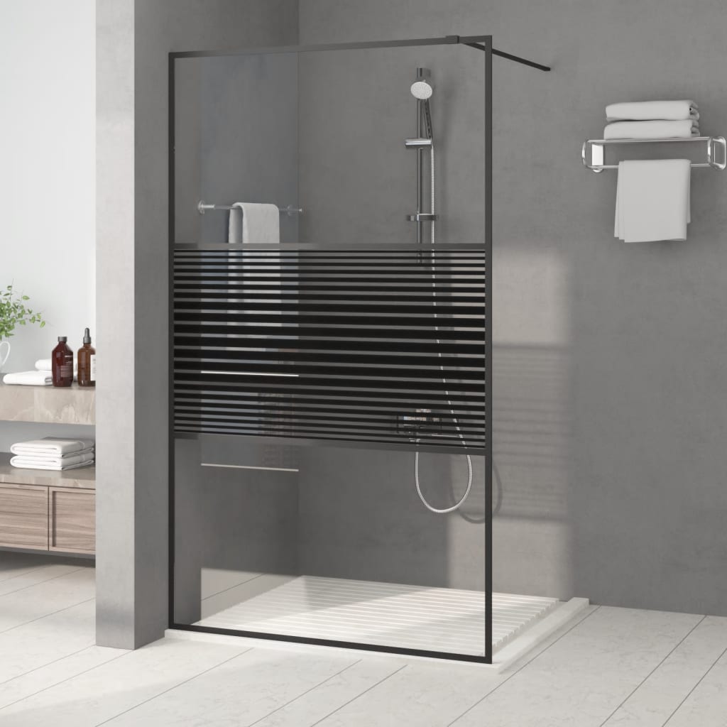 Duschwand für Begehbare Dusche Schwarz 100x195 cm ESG-Glas Klar