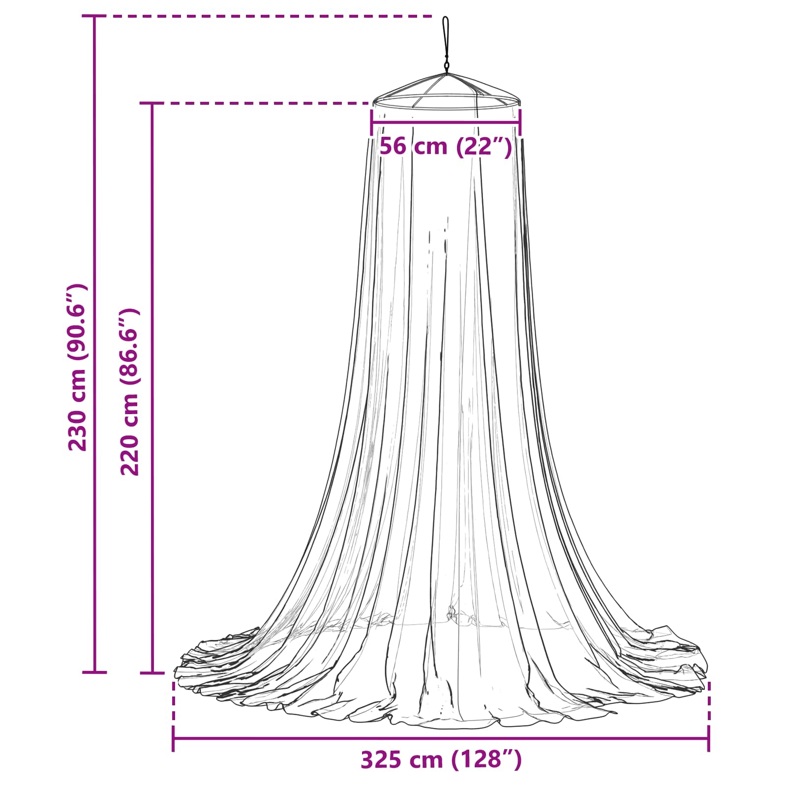 Moskito-Netz für das Bett A-Form 156 Mesh 850 cm Polyester