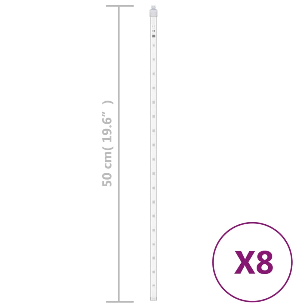 LED Meteor-Lichter 8 Stk. 30 cm Kaltweiß 192 LEDs