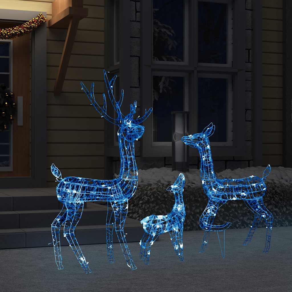 Rentierfamilie Weihnachtsdekoration Weiß und Silber 201 LEDs