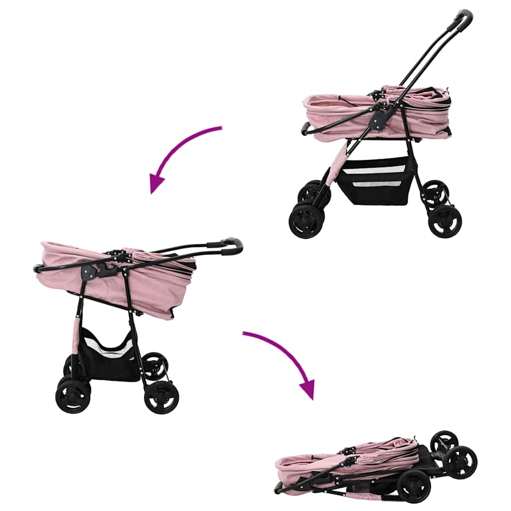 Faltbarer Haustierwagen Rosa 81 x 47 x 99 cm Polyester
