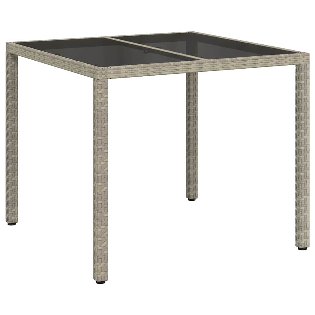 Gartentisch 150x90x75 cm Hartglas und Poly Rattan Grau