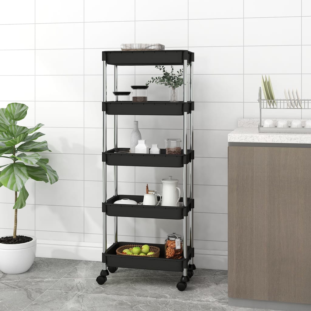 Küchenwagen 5 Etagen Türkis 42x29x128 cm Eisen und ABS