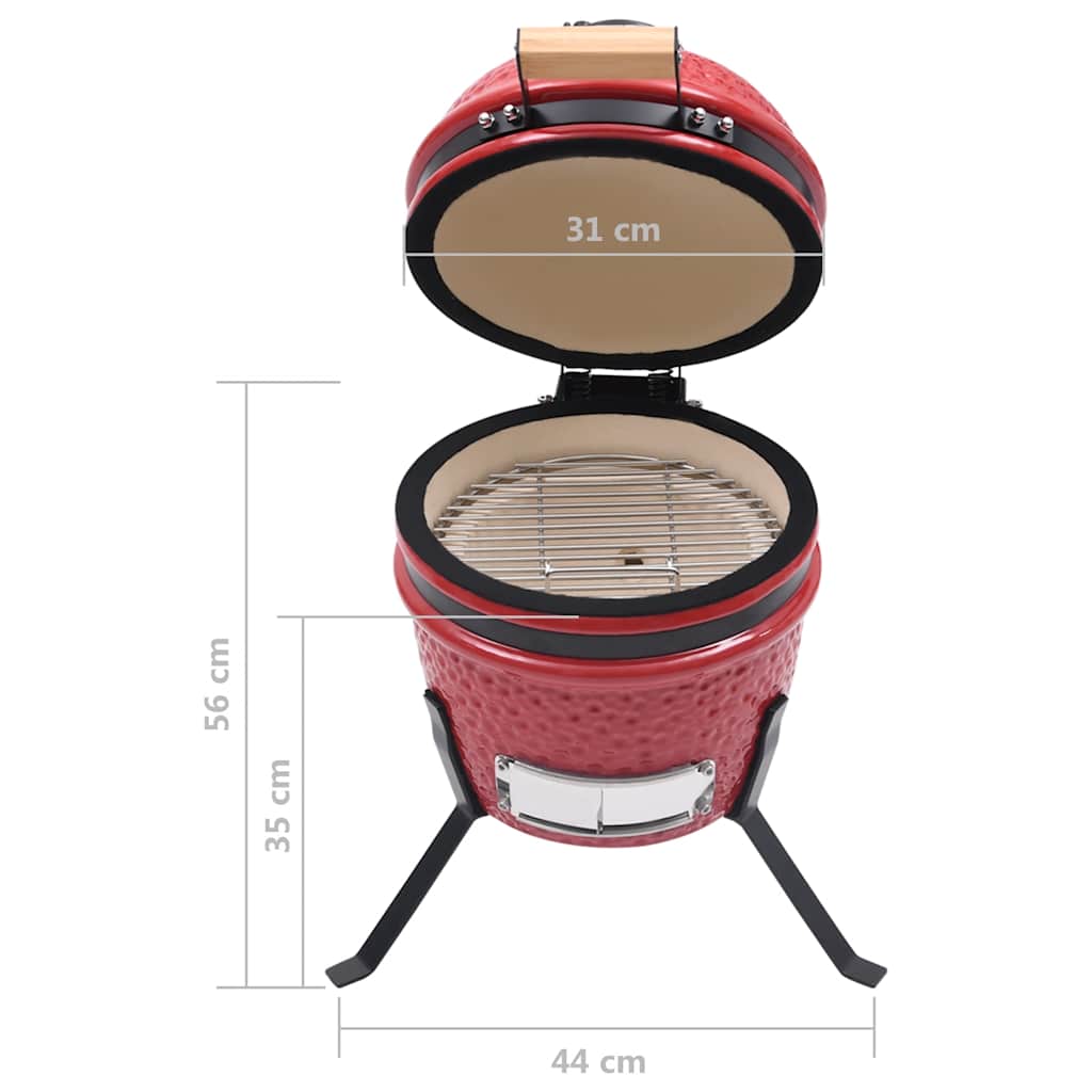 2-in-1 Kamado-Grill Smoker Keramik 56 cm Schwarz