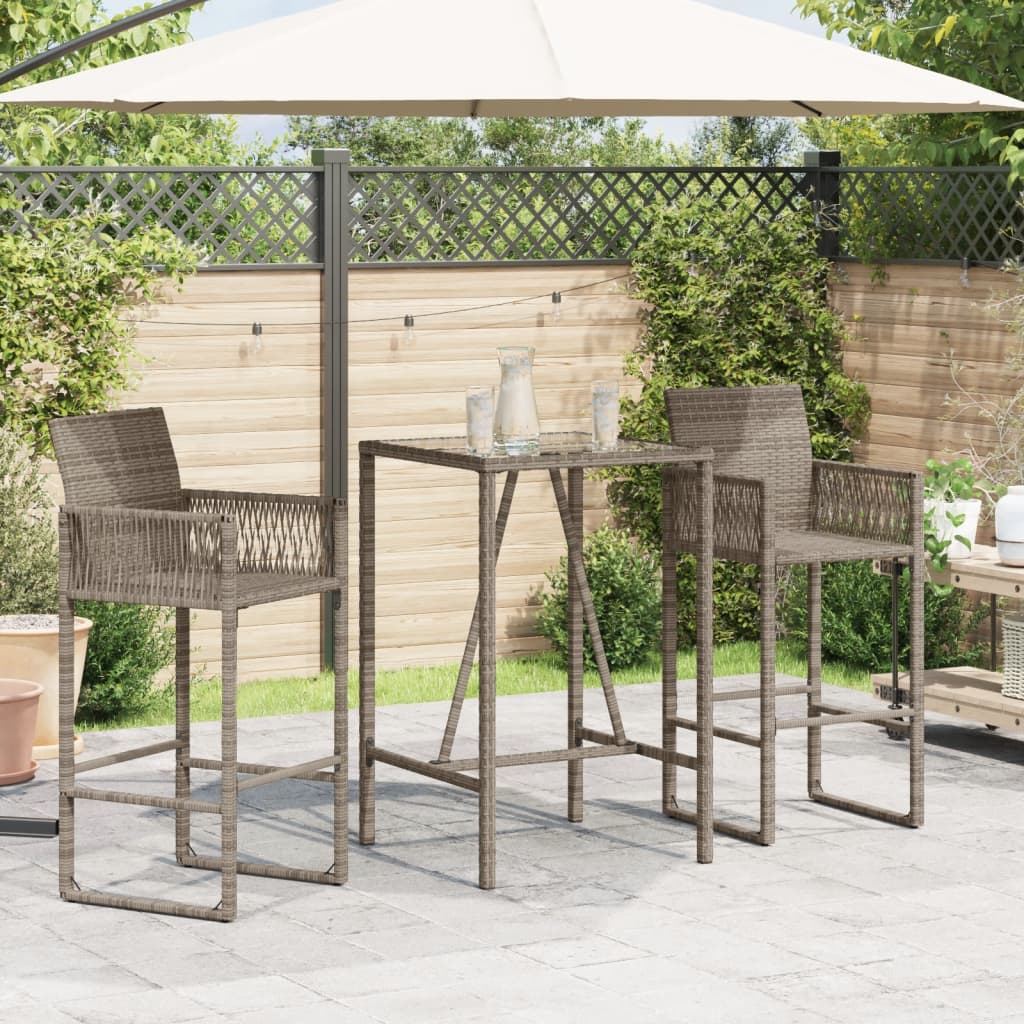 Bartisch mit Glasplatte Schwarz 110x70x110 cm Poly Rattan