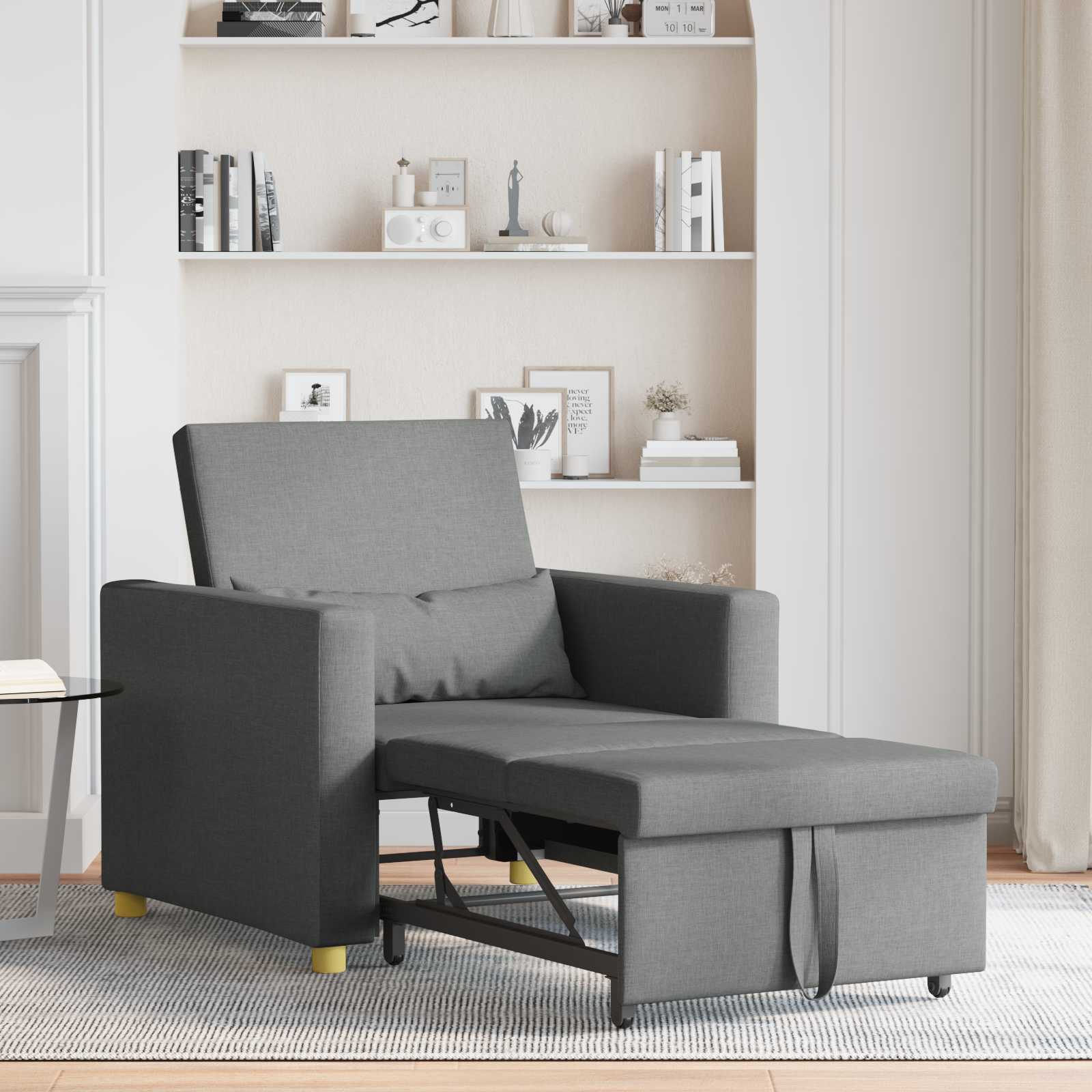 Ausziehbare Schlafcouch Einzel Hellgrau 90 x 165 x 87 cm Stoff