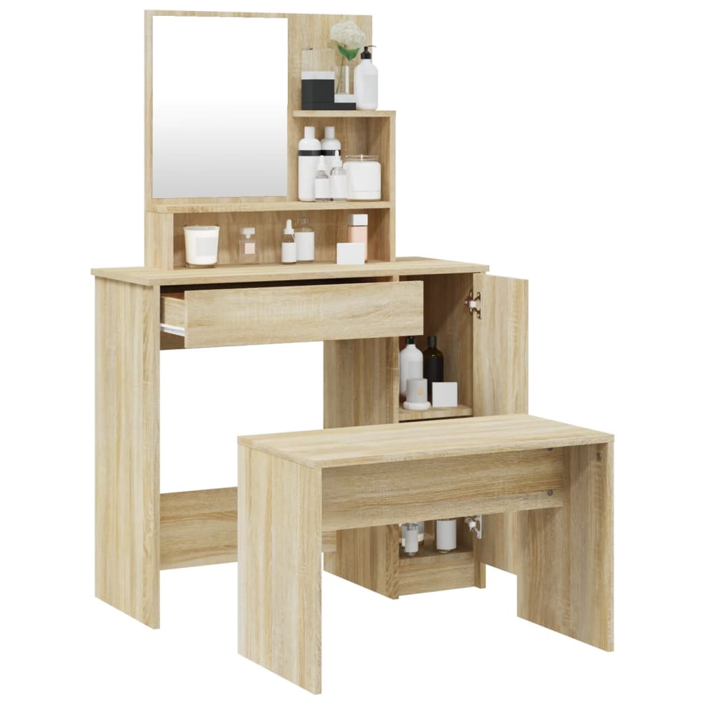 Schminktisch-Set Weiß 86,5x35x136 cm