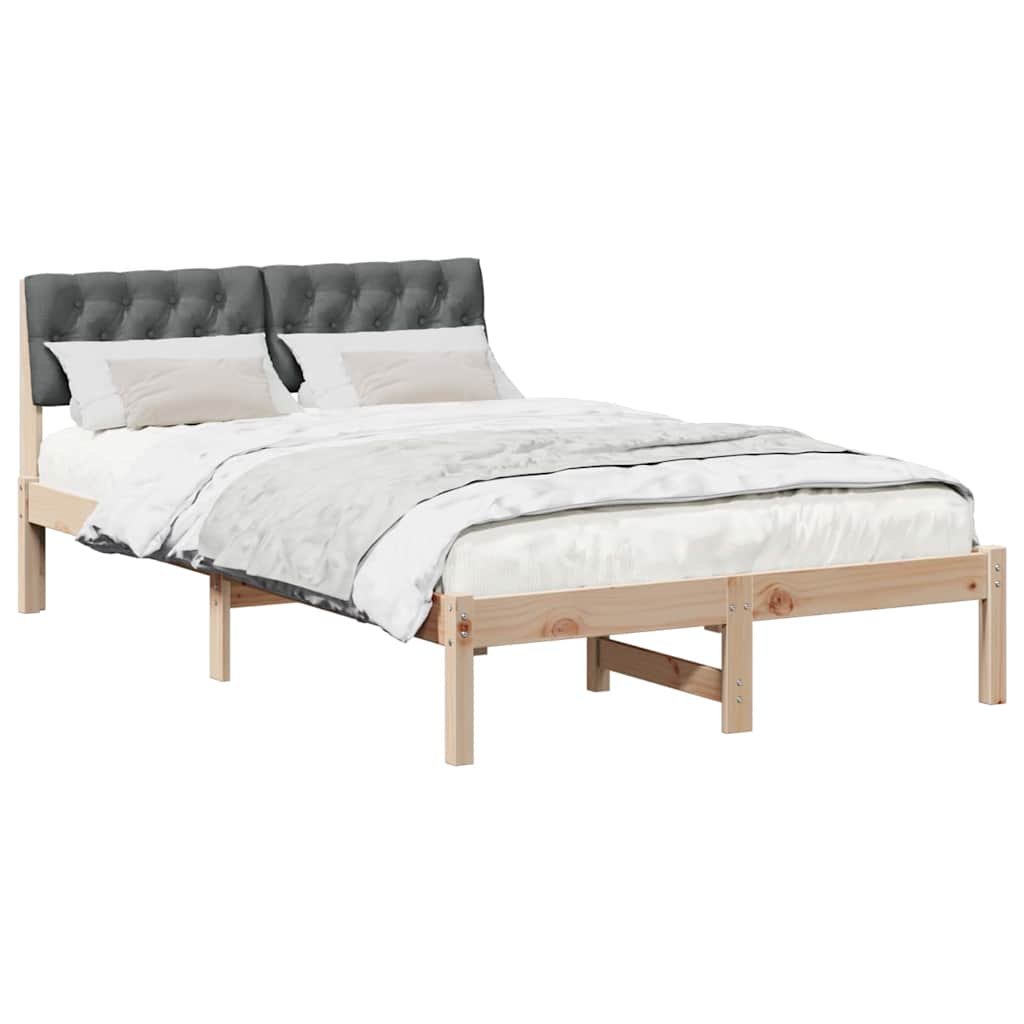 Bettgestell Braun und hellgrau 200 x 200 cm Massivholz Kiefer