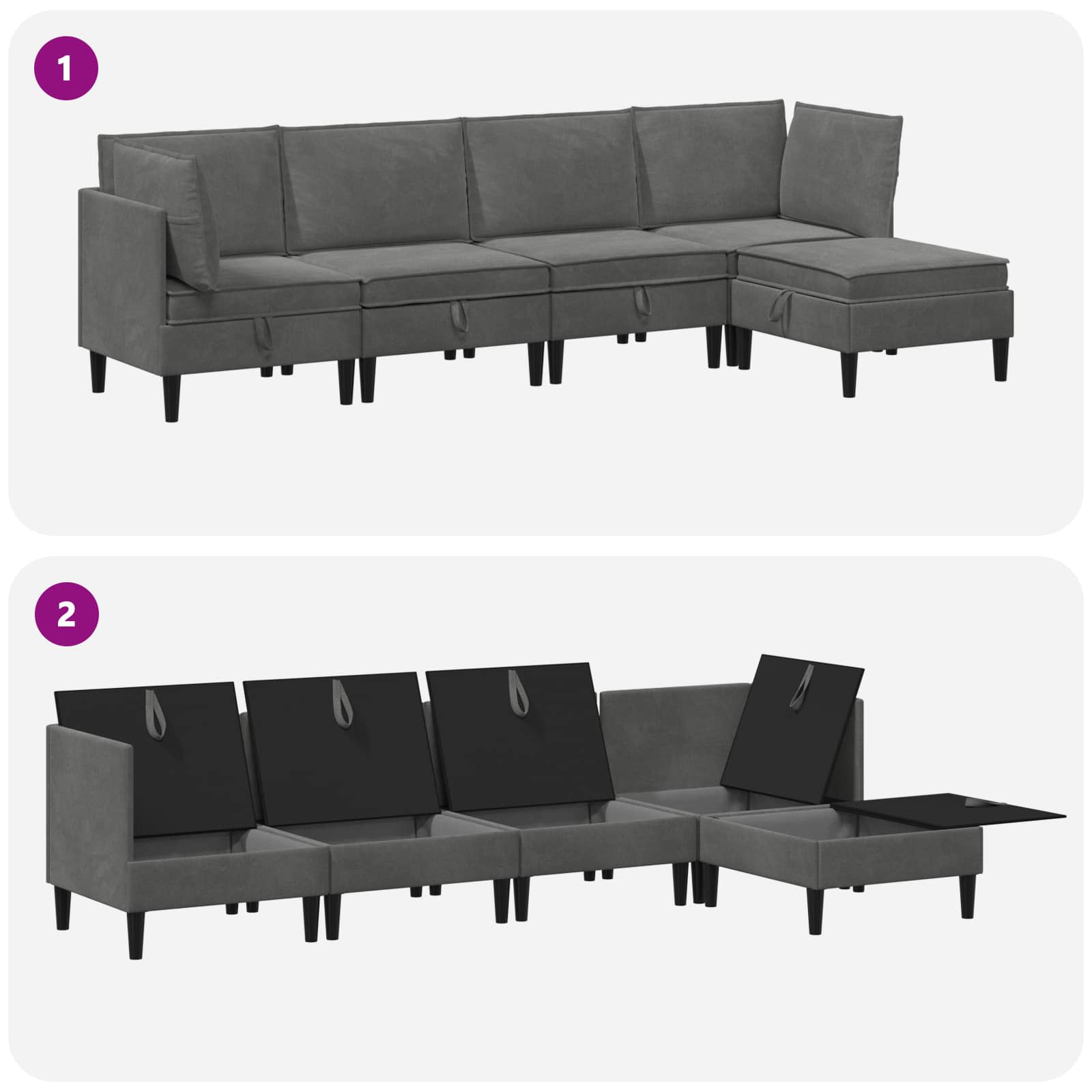 Wohnzimmergarnitur mit Kissen mit Speicher 3 pcs Hellgrau Samt