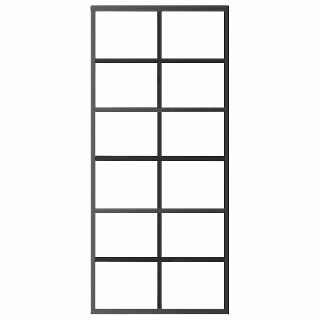 Schiebetür 3-teilig ESG-Glas und Aluminium 76x205 cm Schwarz