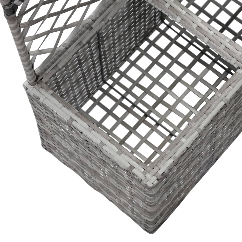 Hochbeet mit Rankgitter 1 Topf 30x30x107cm Poly Rattan Schwarz