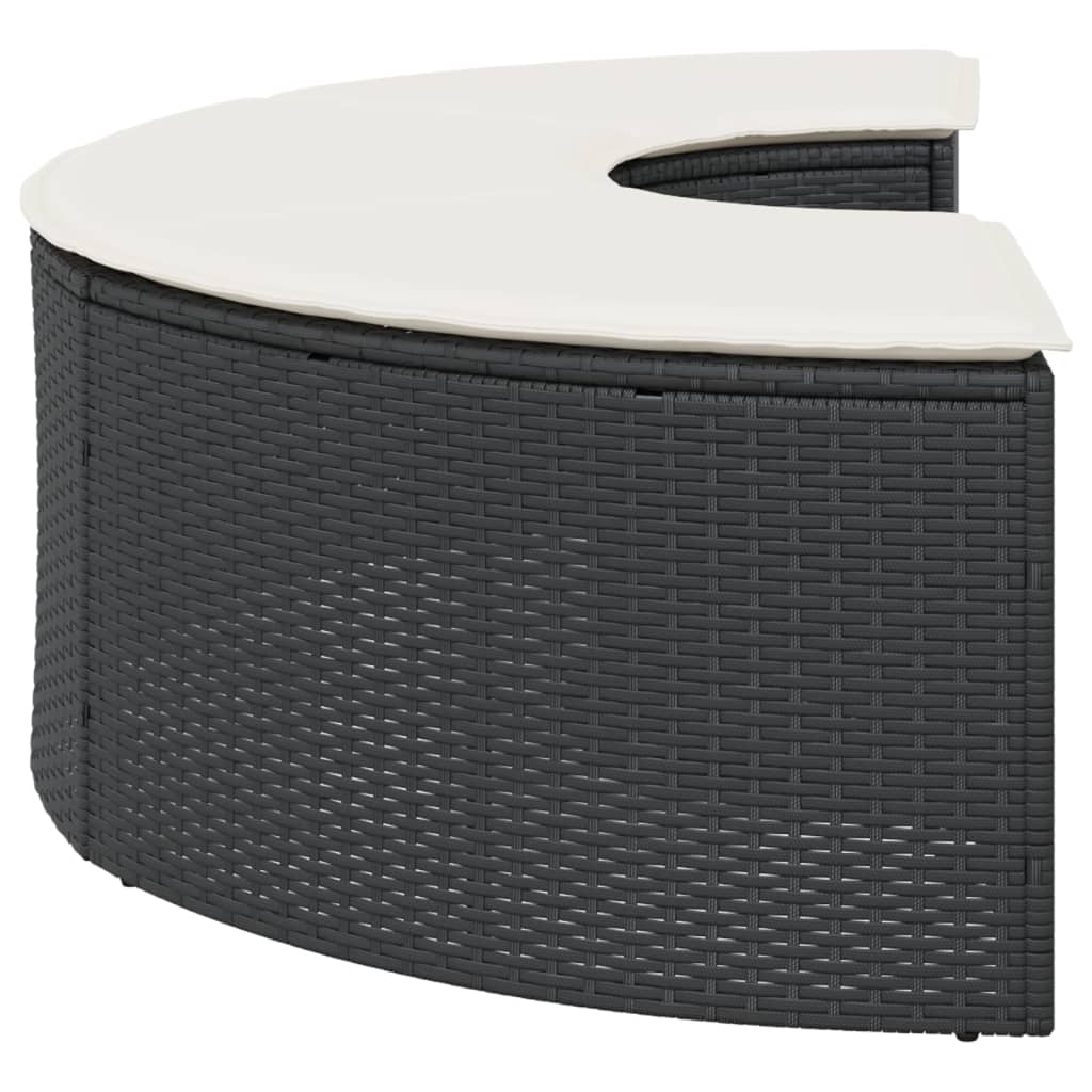 Gartenhocker mit Kissen Grau Poly Rattan