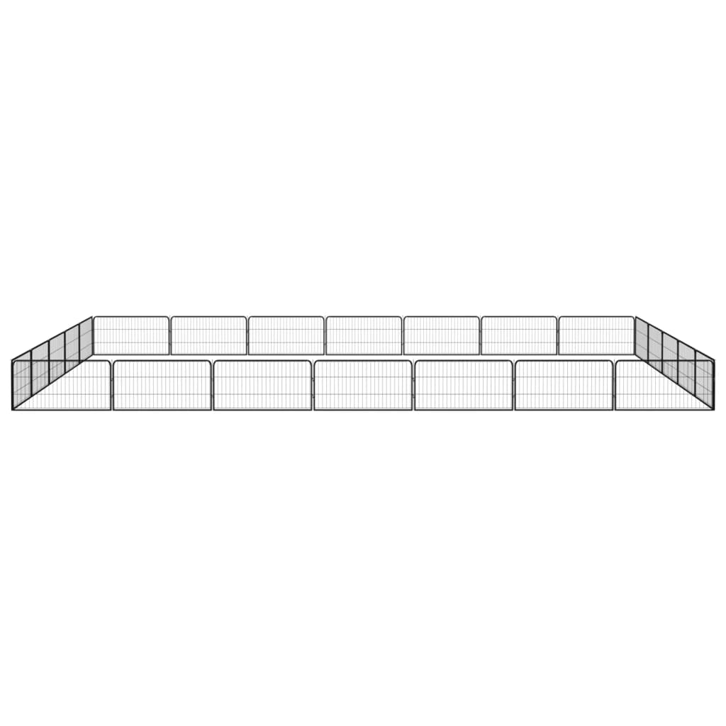 4-tlg. Hundelaufstall Schwarz 100x50cm Stahl Pulverbeschichtung