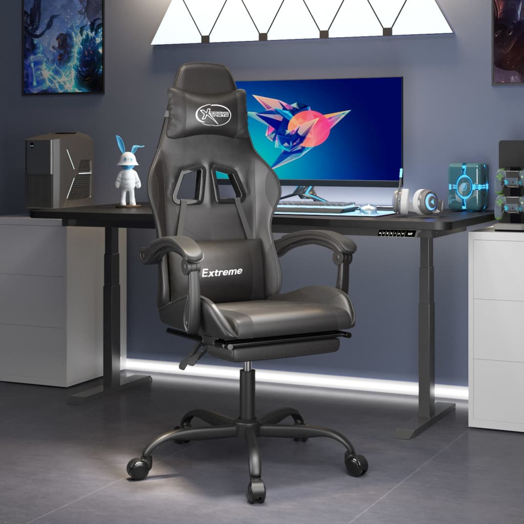Gaming-Stuhl Drehbar Schwarz und Grün Kunstleder