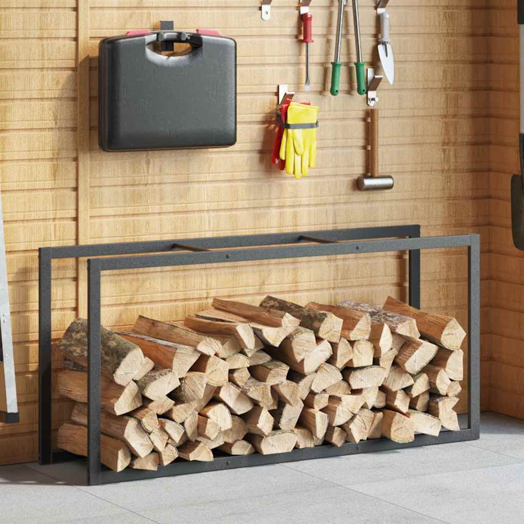 Brennholzregal Schwarz 55x30x61 cm Stahl