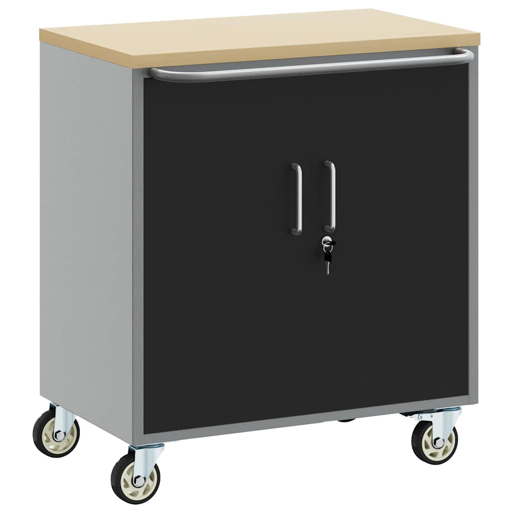 Trolley Rolling Workbench Schwarz und Grau 75 x 45 x 85 cm