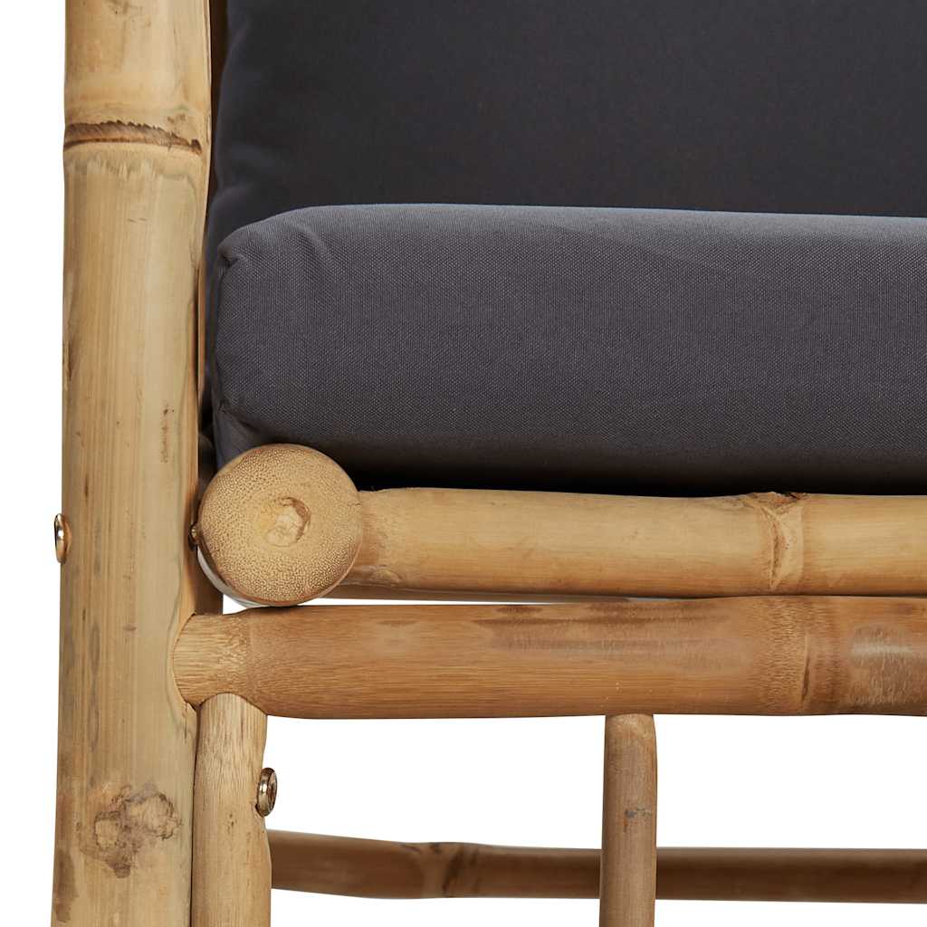 3-tlg. Garten-Lounge-Set mit Kissen Creme Bambus