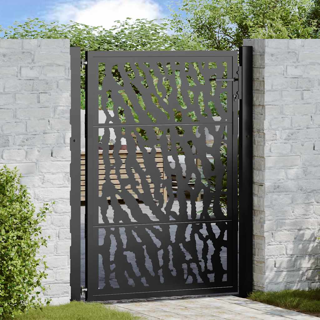 Gartentor Schwarz 100x100 cm Stahl Lichtdesign