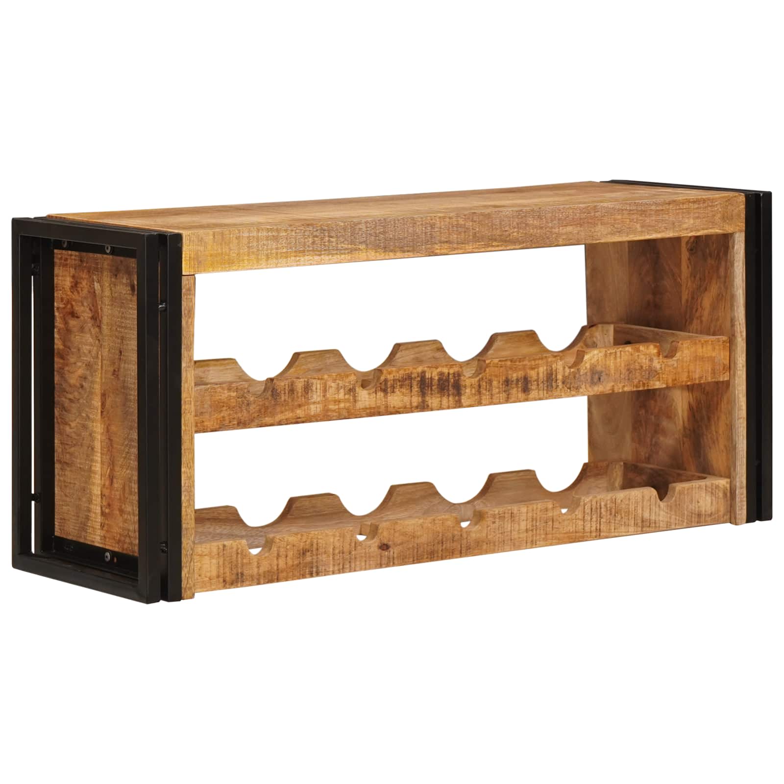 Weinregal Braun 60 x 45 x 33 cm Massives grobes Mangoholz
