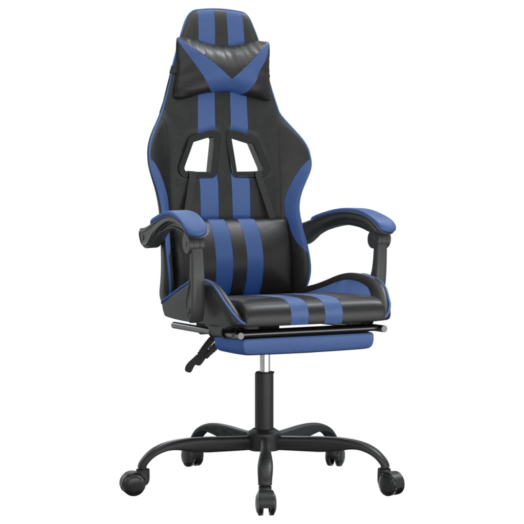 Gaming-Stuhl Drehbar Schwarz und Blau Kunstleder