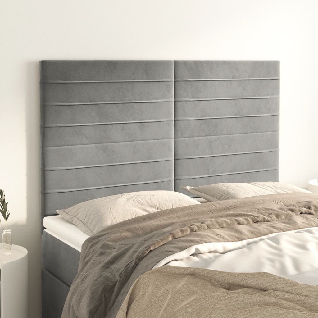 Kopfteil Hellgrau 80x5x118/128 cm Samt