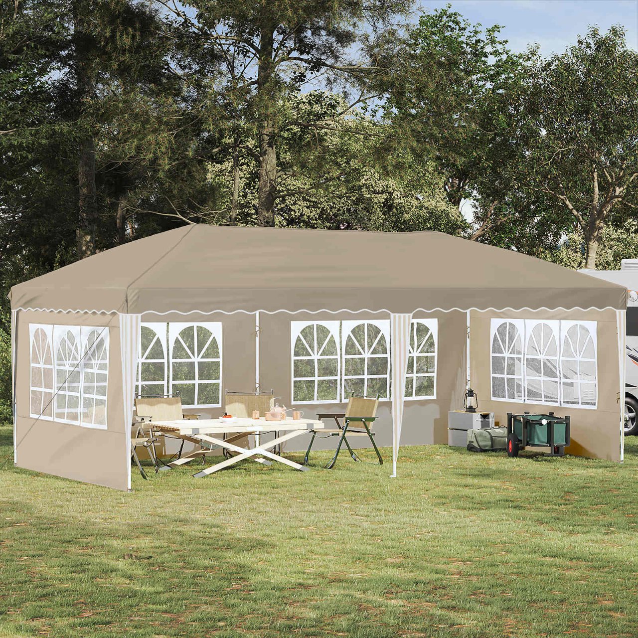 Pop-up Partyzelt 575 x 290 x 245 cm Creme