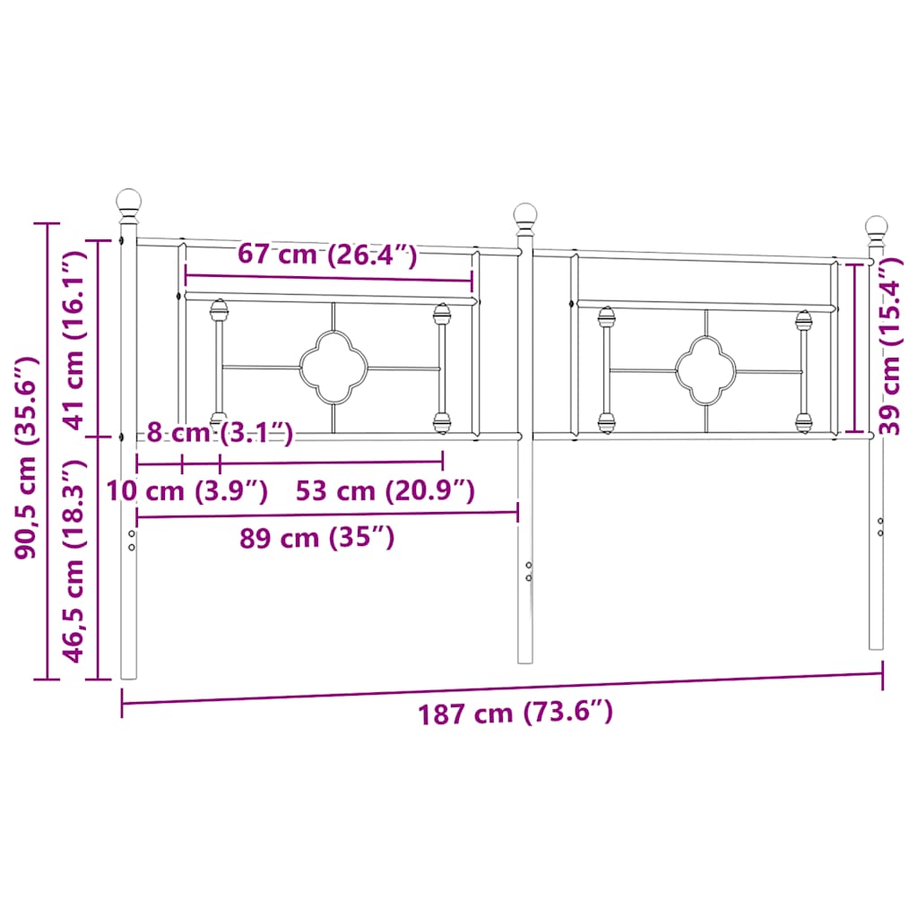 Ersatz-Kopfteil Metall Schwarz 100 cm