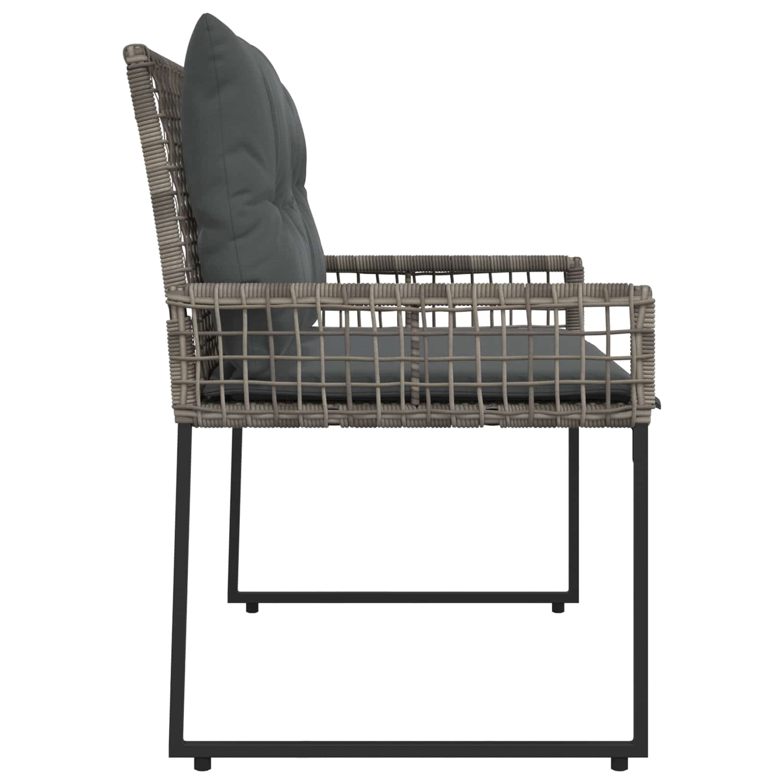 Bank Outdoor mit Kissen Schwarz und Cremeweiß 118 x 55 x 82 cm