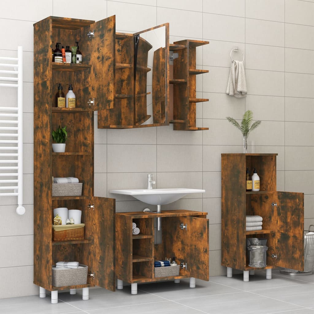 Bad-Spiegelschrank Weiß 80x20,5x64 cm Holzwerkstoff