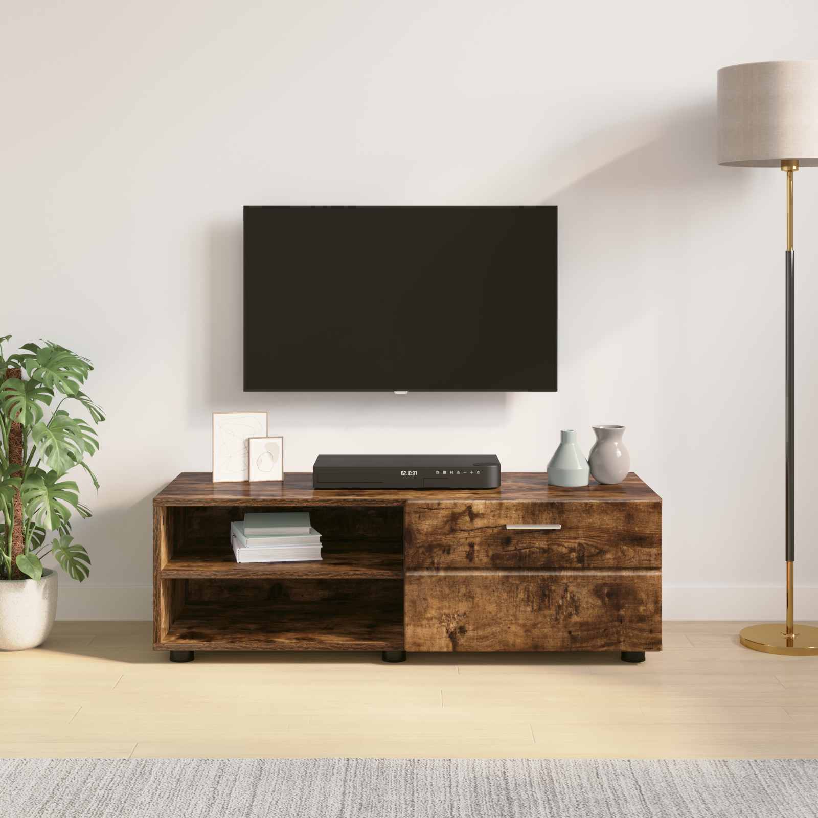 Highboard mit Regal FLORIN Weiß 60 x 35 x 182 cm Holzwerkstoff