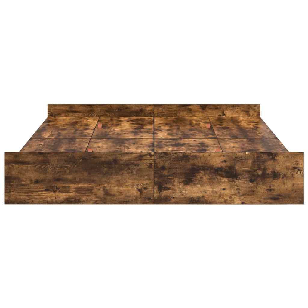 Aufbewahrungsbettgestell Weiß 200 x 200 cm Holzwerkstoff