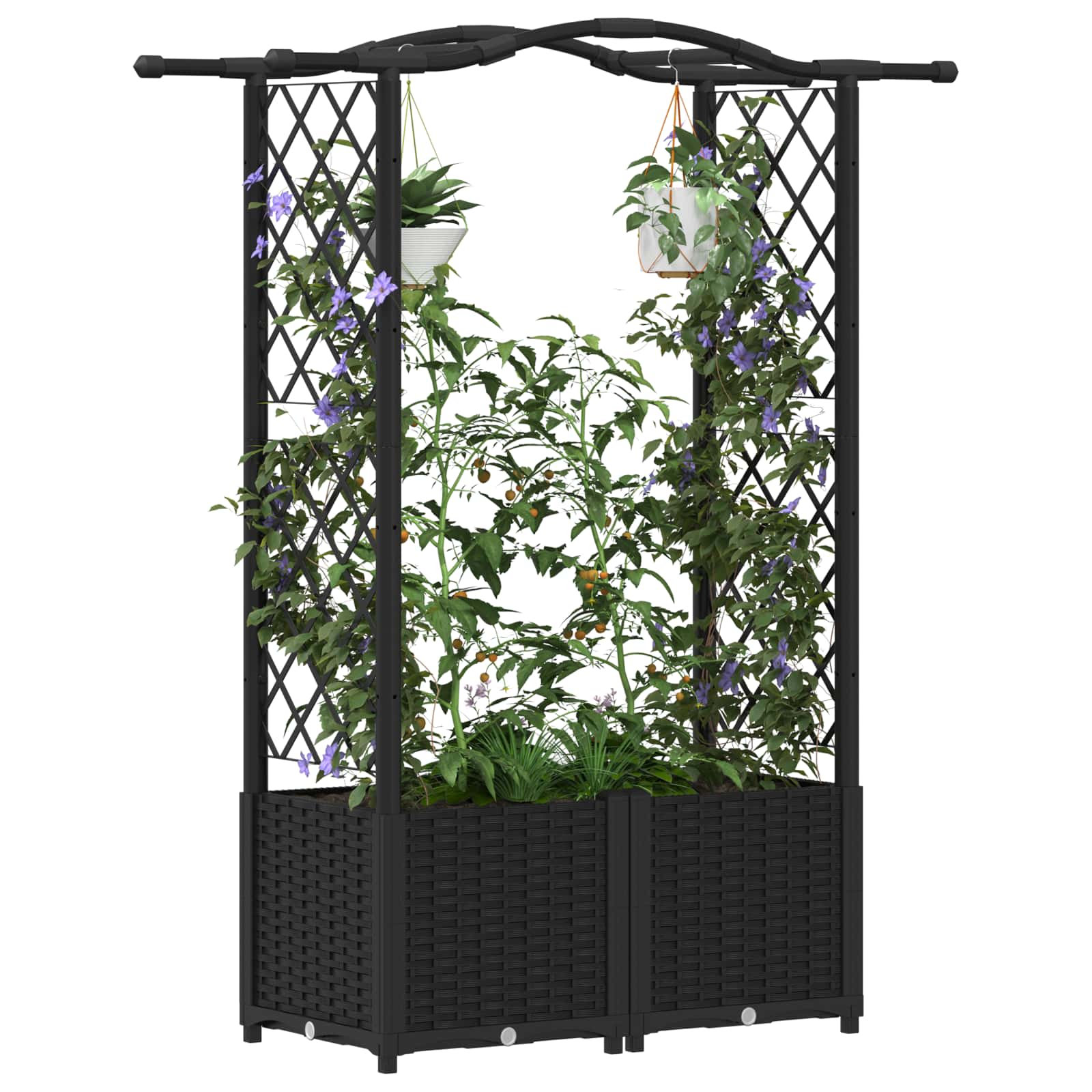 Hochbeet mit Rankgitter und Dach Braun 124 x 40 x 123 cm PP