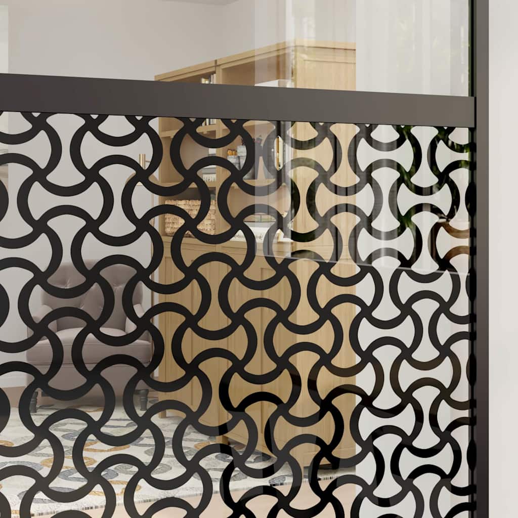 Schiebetür 3-teilig ESG-Glas und Aluminium 76x205 cm Schwarz