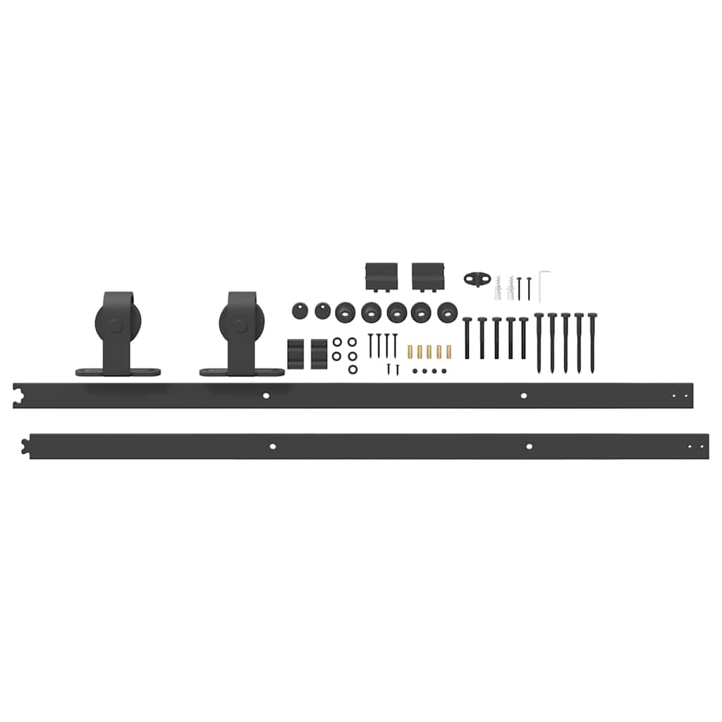 Schiebetürbeschlag-Set 183 cm Stahl Schwarz