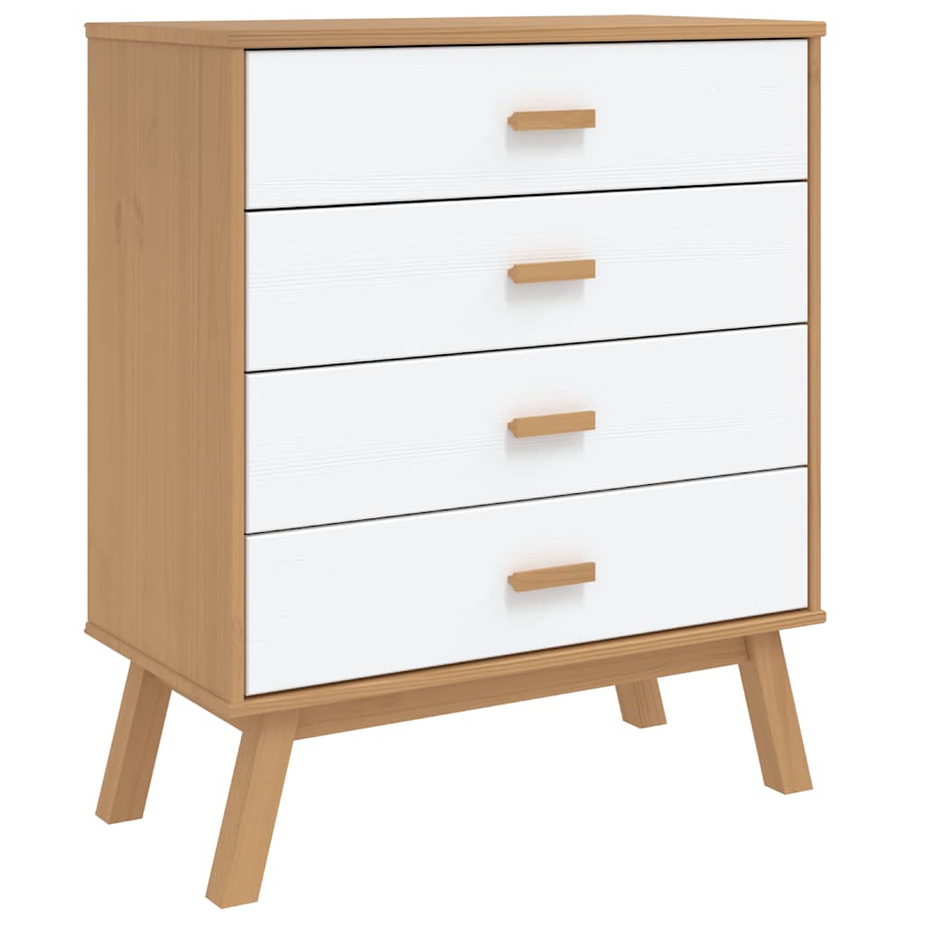 Schubladenschrank OLDEN Braun Massivholz Kiefer