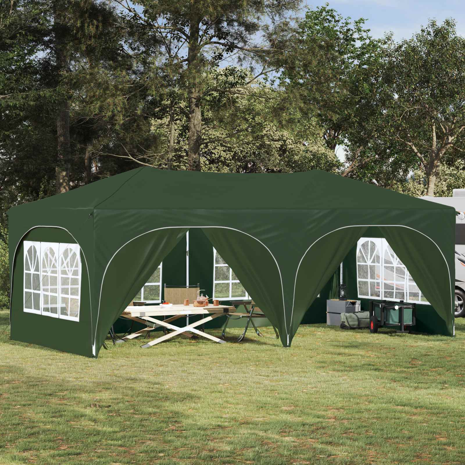 Pop-up Partyzelt 575 x 288 x 245 cm Creme Oxford-Stoff