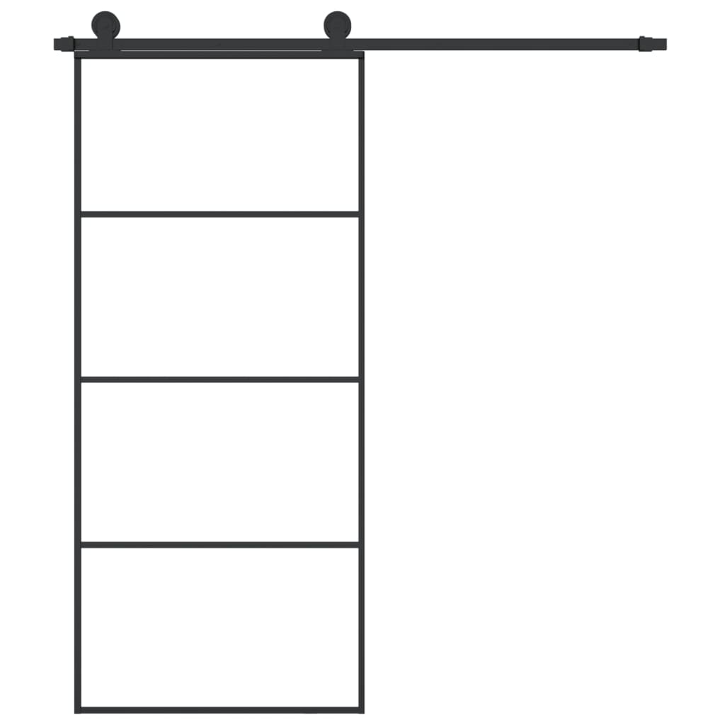 Schiebetür mit Beschlag 76x205 cm ESG-Glas & Aluminium