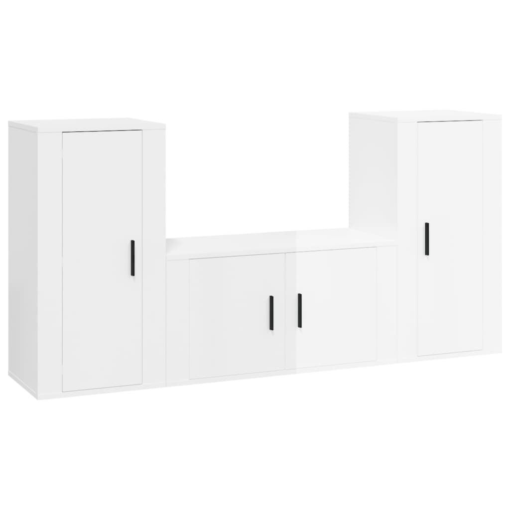 3-tlg. TV-Schrank-Set Weiß Holzwerkstoff