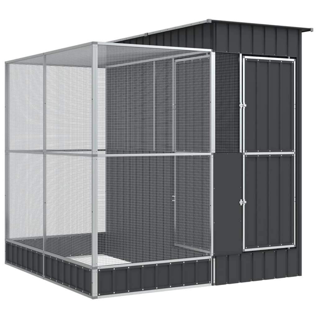 Voliere mit Erweiterung Silber 416 x 203 x 216 cm Stahl