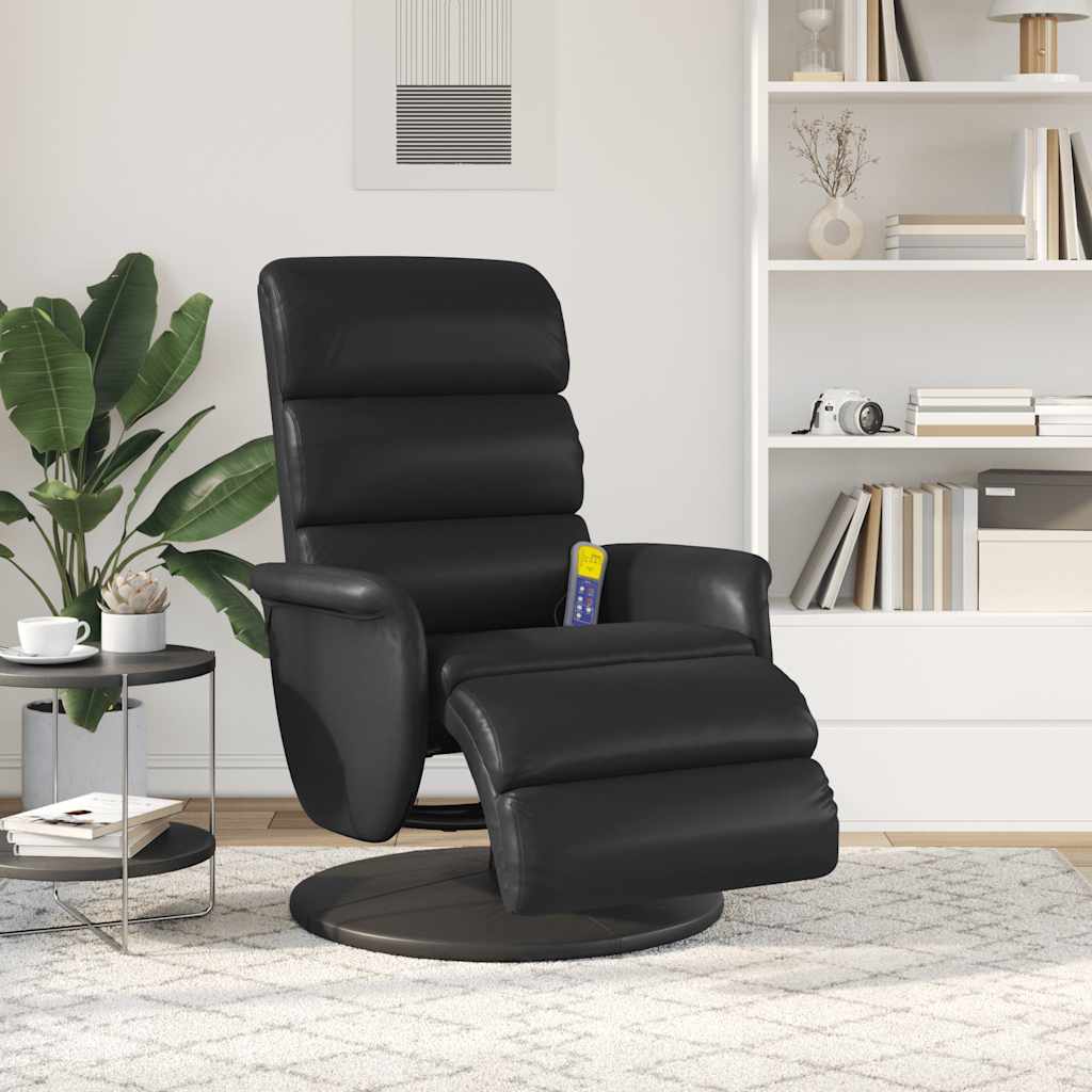 Massagesessel mit Fußteil Schwarz Kunstleder