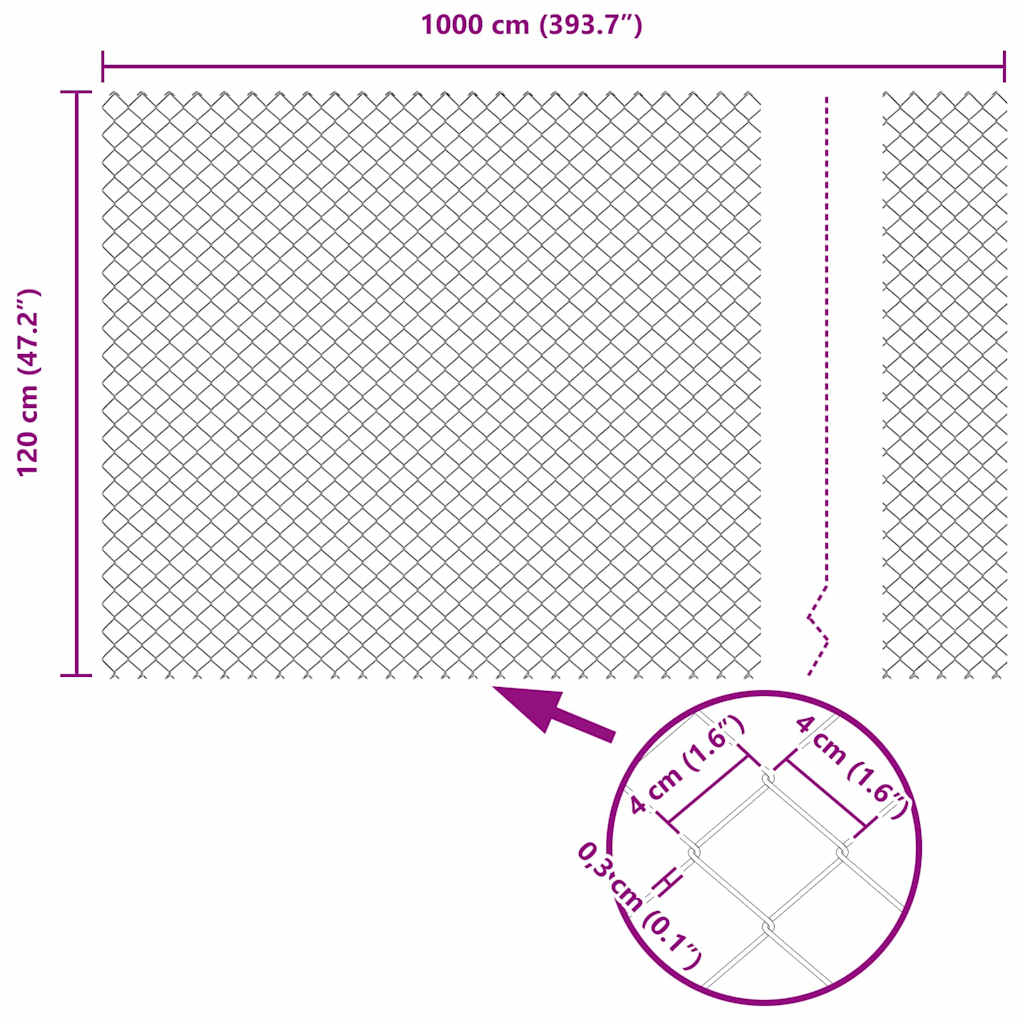 Outdoor Kettenglied-Zaun Erdfixierung 10 x 0,4 m Grün Netz