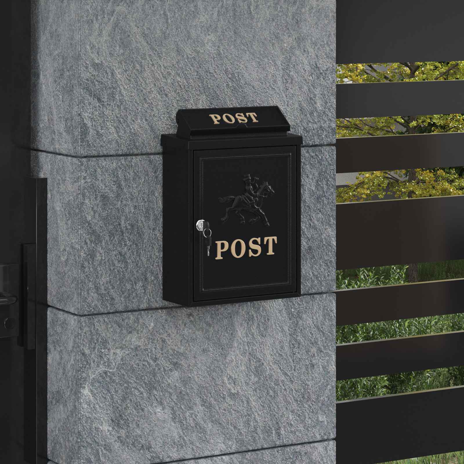 Wandmontierter Briefkasten Grün 29 x 13 x 41 cm Gussaluminium