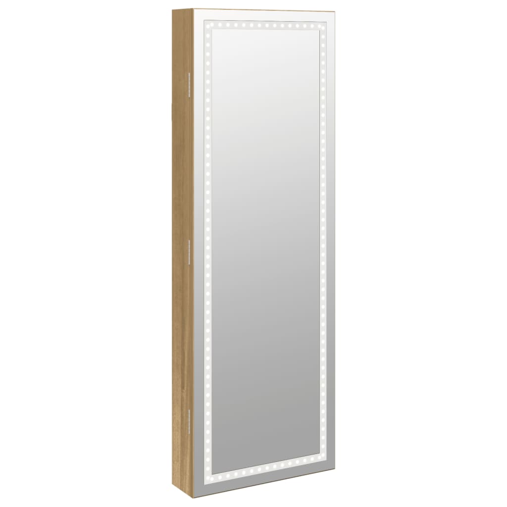 Spiegel-Schmuckschrank mit LED-Beleuchtung Wandmontage Weiß