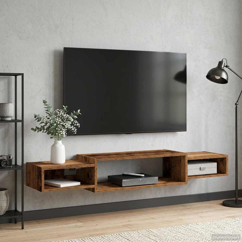 Wandmontierter TV-Schrank Wandhalterung Weiß 140 x 28 x 21 cm
